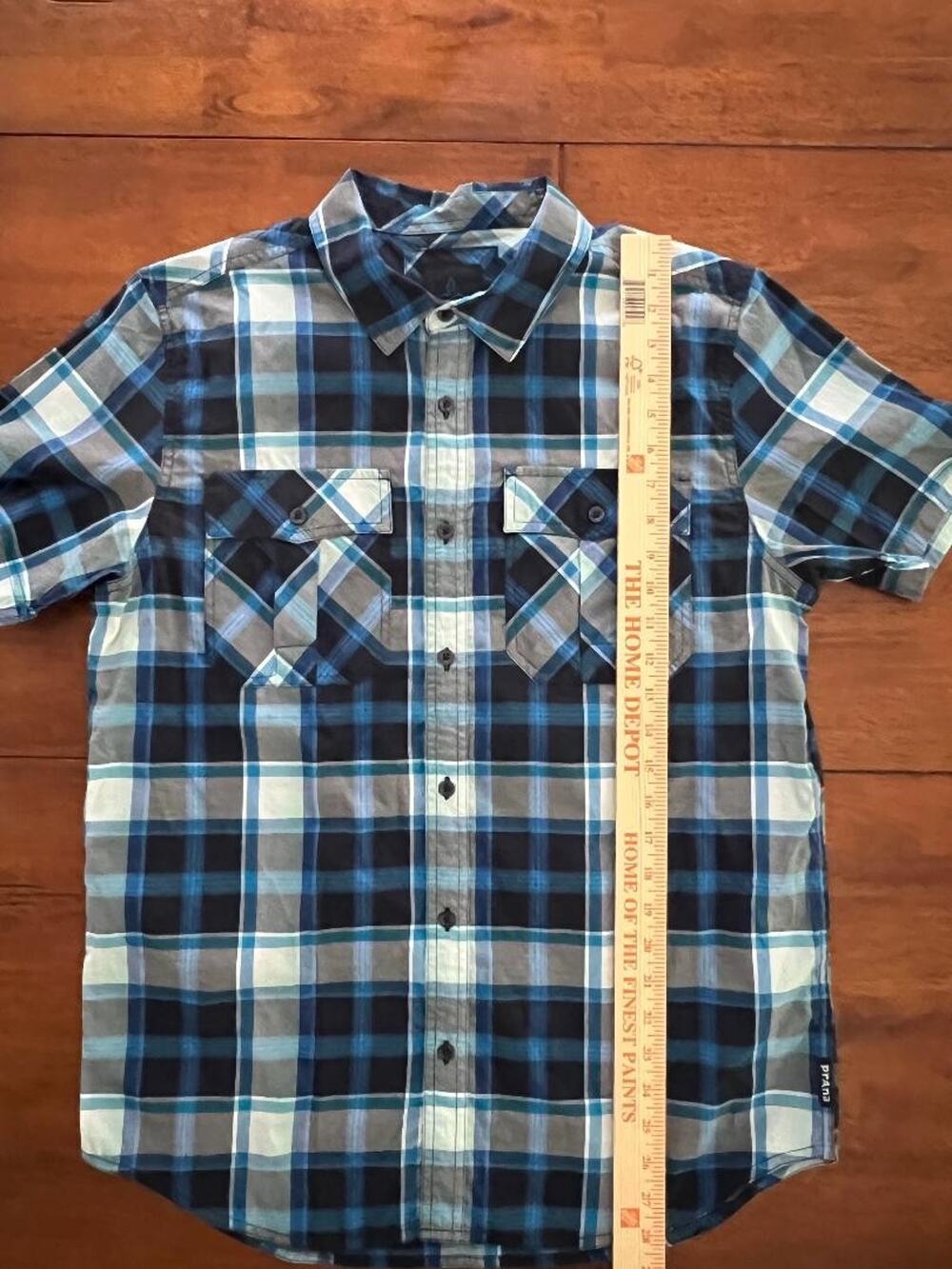 Mens Prana Short Sleeve Button Up Blue Shirt, Size M